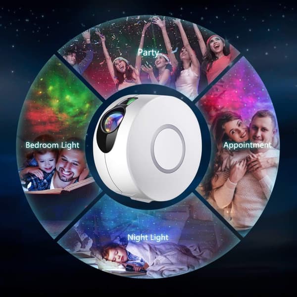 Stjernehimmel-projektor, Projektor med LED-nebula-sky, Stjernehimmel