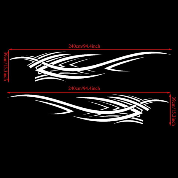 2 kpl 94,4'' Universaali Flame Graphics Auto-Kori Sivutarra F