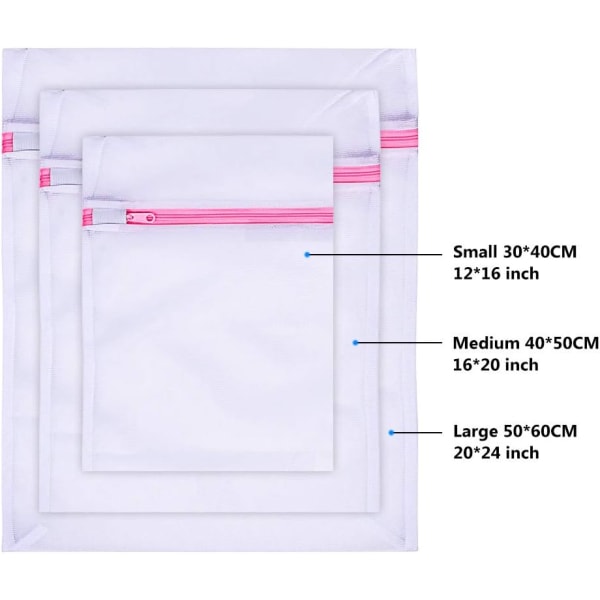 Pyykin verkkokangaspussit pyykkikäyttöön - 5 kpl pakkaus (1XL+2L+2M) Uudelleenkäyttö