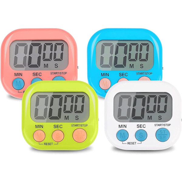 4 Magnetiske Køkken Timere, Magnetisk Timer med Høj Alarm