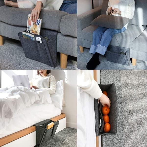 Tyk Filt Bedside Opbevaringspose Sofa Bed Hængende Organizer til Mag