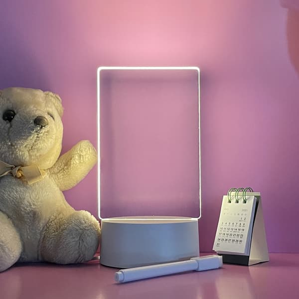 Transparent Lysende Akryl Notatbrett Slettbart Melding Liten Hvit