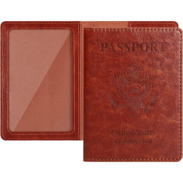 2 stk Brun Pass- og Vaksinekort Holder Combo, Vaksinepass
