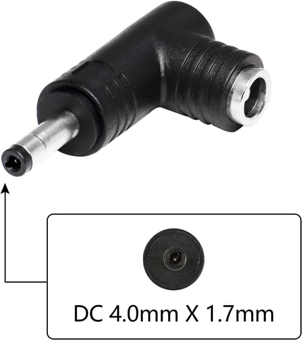 2 stk. DC Strømadapter, 90 Graders Vinkel DC Adapter 4,0 mm x 1,7 DXGHC