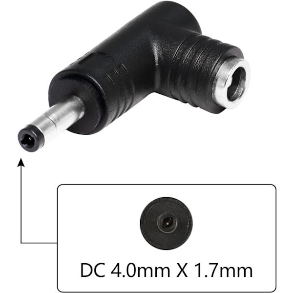 2 stk DC strømforsyningadapter, 90 graders vinkel DC-adapter 4,0 mm x 1,7 DXGHC