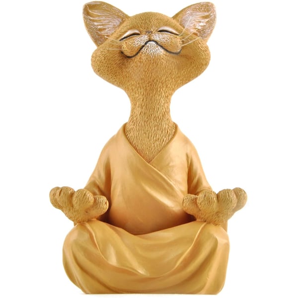 Fantasiful Buddha Kat Figur, Meditation Yoga Samleobjekt, C DXGHC