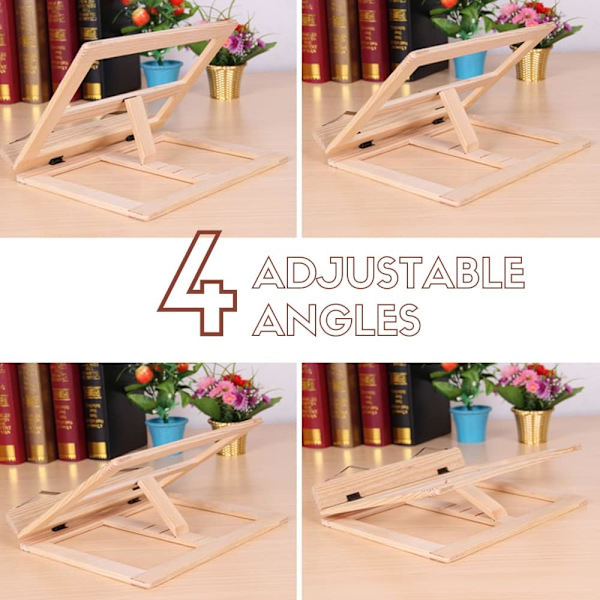 Træbogsstativ. Bogstøtte med 2 metalsideholdere. Foldbar