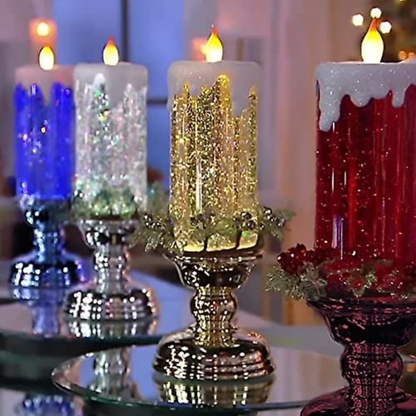 Led Christmas Candles Usb Rechargeable Waterproof Swirling Glitte