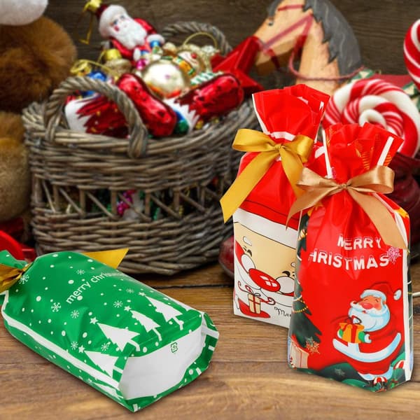 30 st julparty-dragsäckar, plastjulsäckar för godis