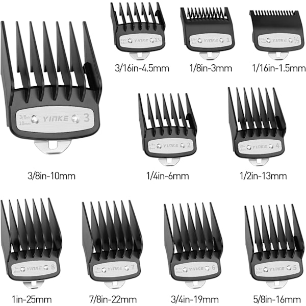 Kammer for Wahl hårklipper, metallklips, 10 klippelengder