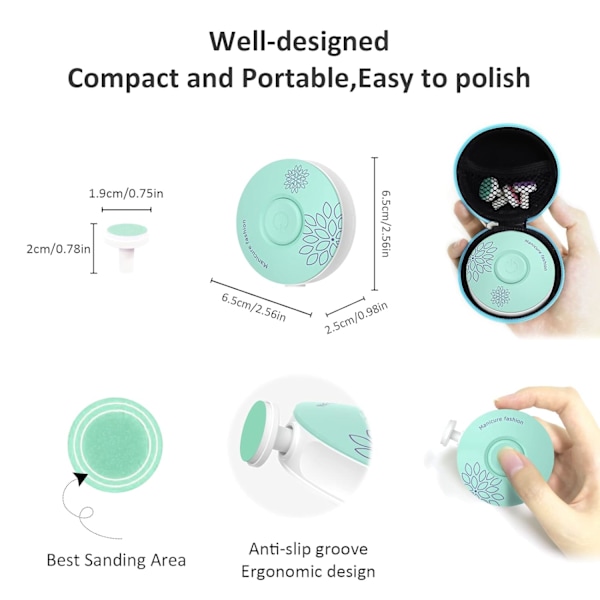 Elektrisk Baby Nagelfil, Grön, Batteridriven Nagelklippare för