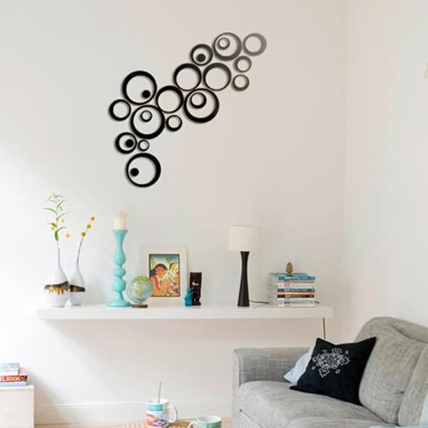 Pyöreä Peili DIY Seinätarra Seinäkoriste 24kpl