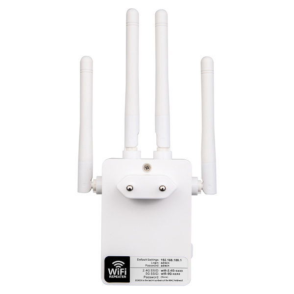 1 stycke Vit Dual Band 1200M Trådlös Signalförstärkning WiFi