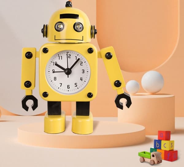 Robotväckarklocka, Tyst Väckarklocka i Rostfritt Stål med Glitter