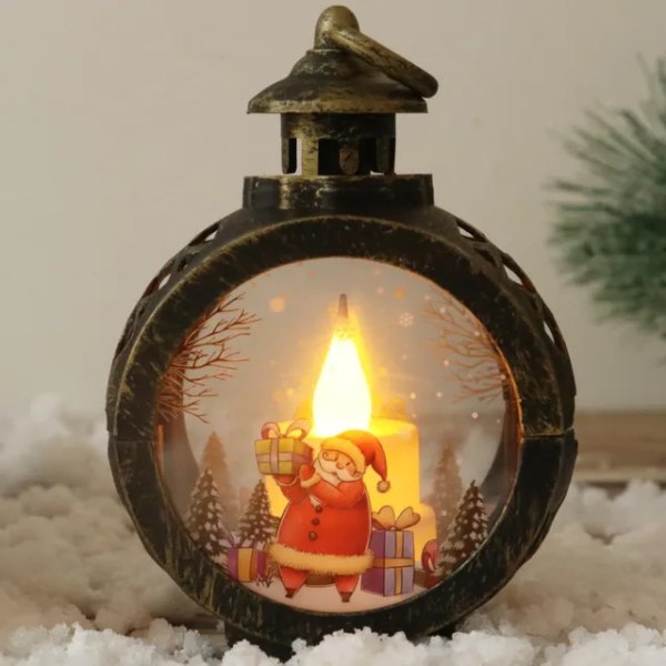 Joulun kodin koristelu Joulupukki Lumiukko LED-tuulilyhty Joulu