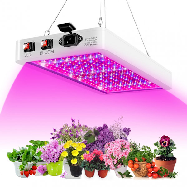 1 stk. 2000W LED-vækstlys til indendørs planter 312 LED'er Fuld spektrum Veg og Bloom Dobbelt kontakt Ip65 Vandtæt hængende Pl