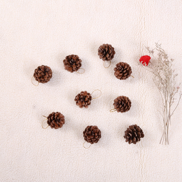 3-4cm naturfarvede blanke julepynt pineau-vedhæng