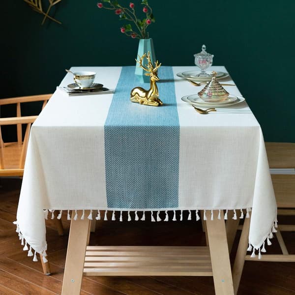 Duk, Broderte Bordduk Bomullslin Wrinkle Free Tab