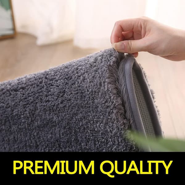 24''x35'' Grå Mikrofiber Bademåtte Blød Absorberende Skridsikker Badeværelse