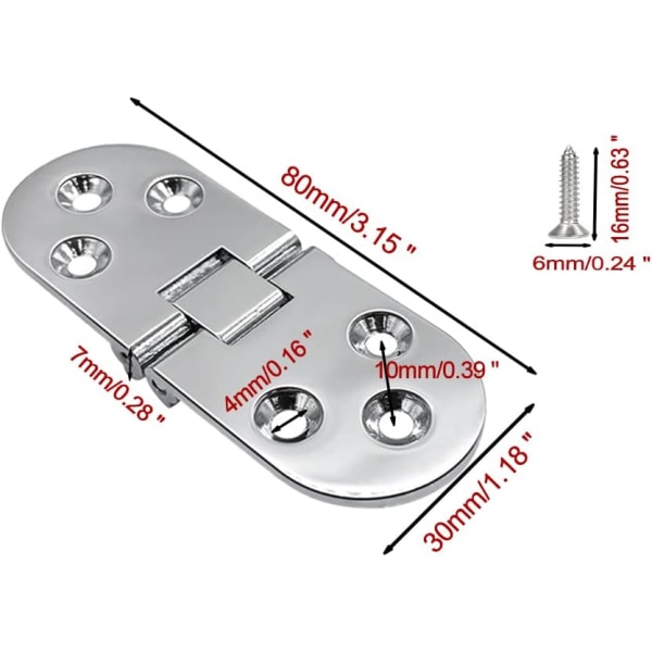 Flat Hengsel, Folding Hengsel 6 Stykker Flip Hengsel Legering Hengsel Hjem Har