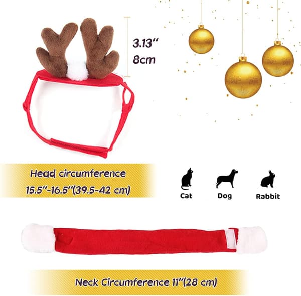 Julemandshue til kat med tørklæde - Julekostume sæt til hvalp hund kat