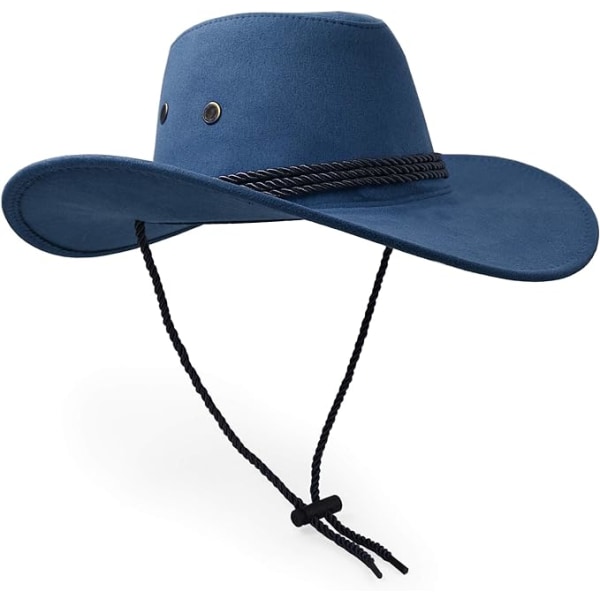 Cowboyhat, Filt Falsk Læder Solhat, Ruskind Rejsehat, Western