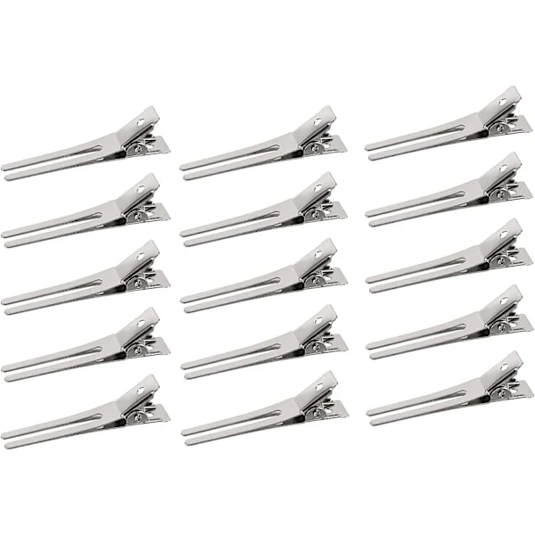 50 förpackningar DIY Curl Clips, Frisör Dubbla Prong Curl Silver Metall Alligator Clips Metall Krokodil Alligator Hårklämmor för Salo