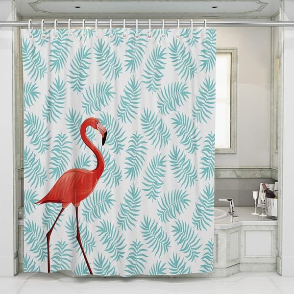 Färgfast Polyester Kaktusblad Flamingo Duschdraperi DXGHC