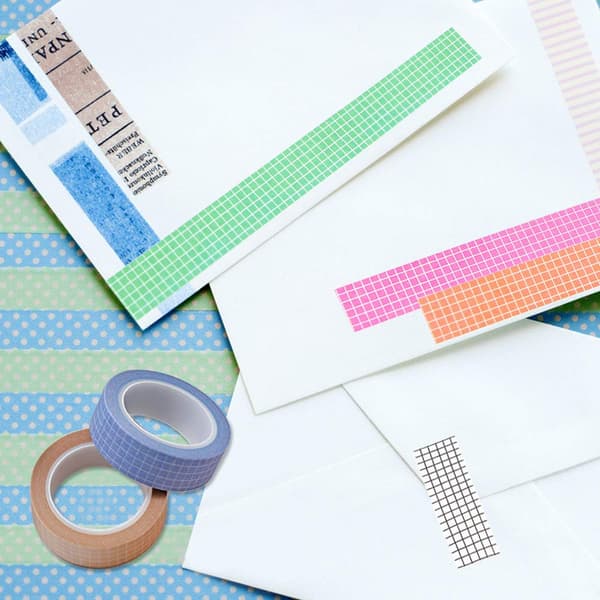Sett med 7 ruller dekorativt tape for scrapbooking, dekorasjon