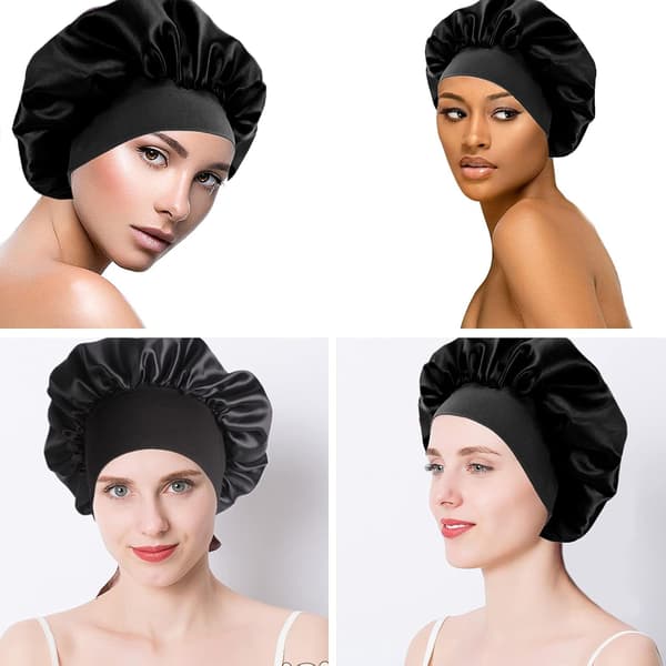 1 Stykke Satin Natthår Bonnet, Sovehatter, Elastisk Natthette