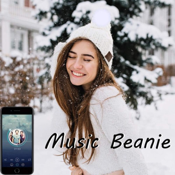 Trådløs luehatt for kvinner jenter Pom Musical Beanie Wireless H