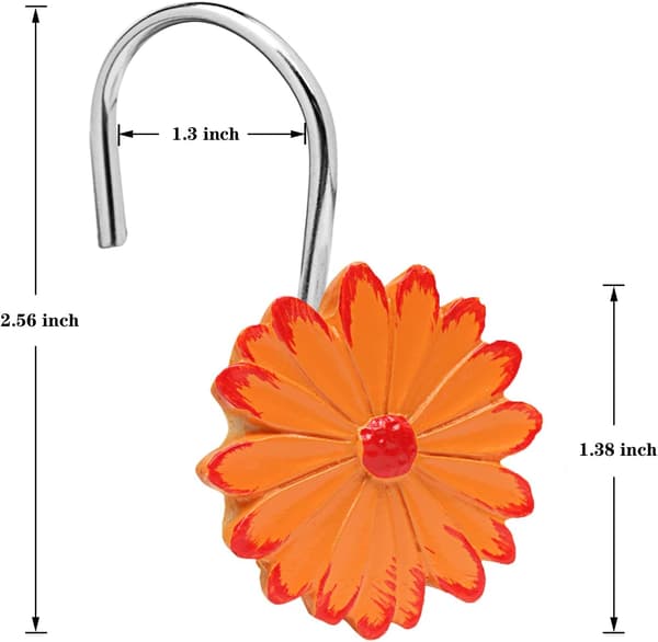 Rostfria Dekorativa Duschdraperihakar i Resin Rosform