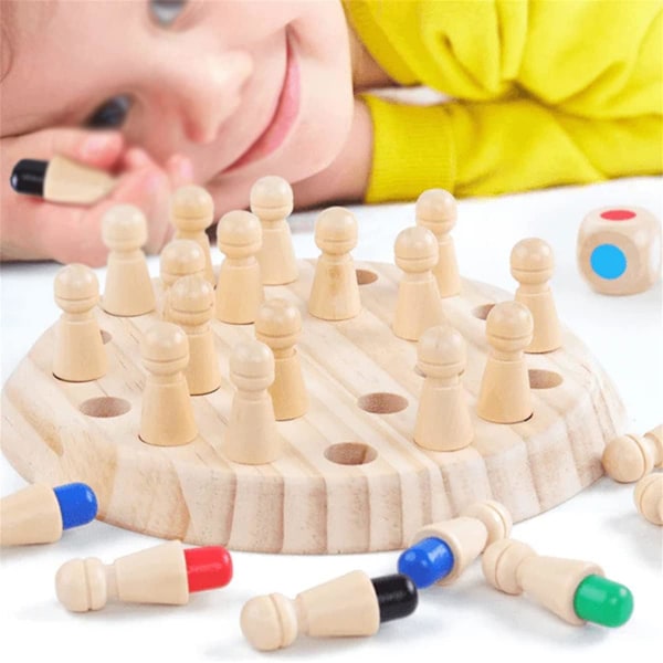 Träminnes schackspel, träminnes matchstick schackbrädespel, träminnes schack pedagogiska brädspel Multi