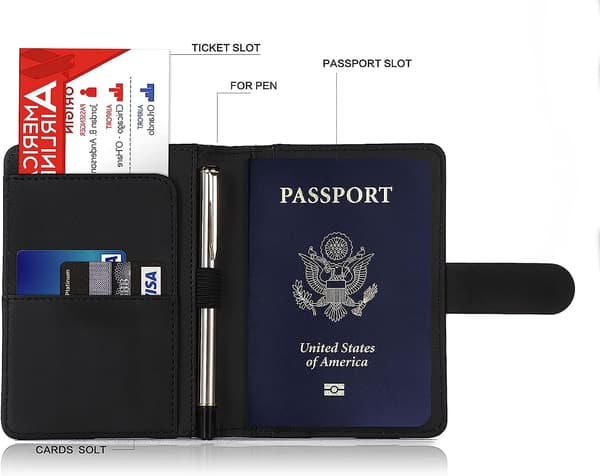 Premium Läder Passportfodral, Vattentätt RFID-Blockering
