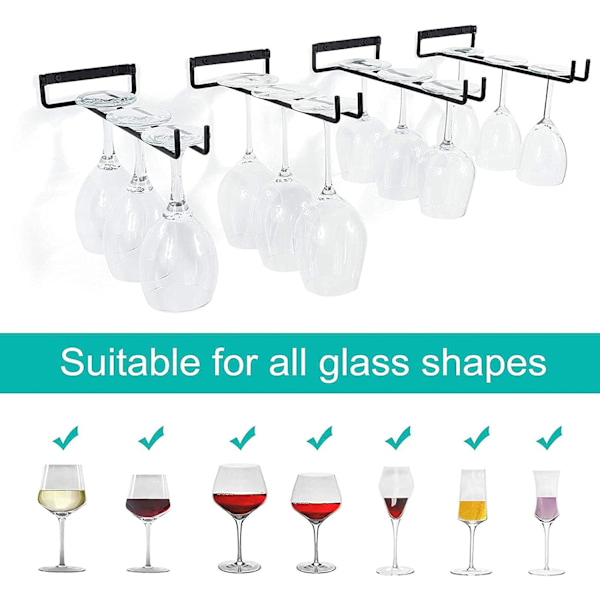 Vinglashållare, 4 stycken Metallhängande Vinglashållare Glas