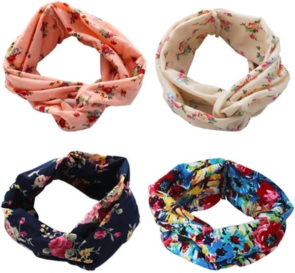 4 stk. Kvinders Hårbånd Boho Pandebånd Vintage Blomsterprint Ha