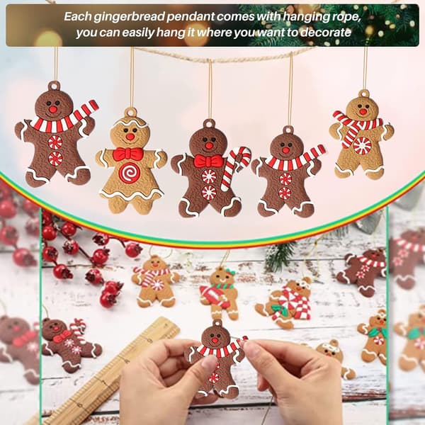 12 stykker pepperkake-mann juletrærpynt, jul DXGHC
