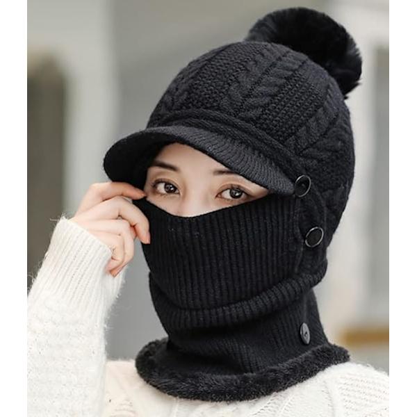 Damer Enkelt Slouchy Fleece Beanie Hat Halsklæde Maske Varmt Vinter