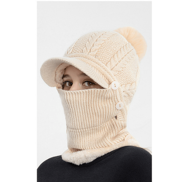 Damernas Enstycke Slapp Fleece Beanie Hatt Halsduk Mask Varm Vinter