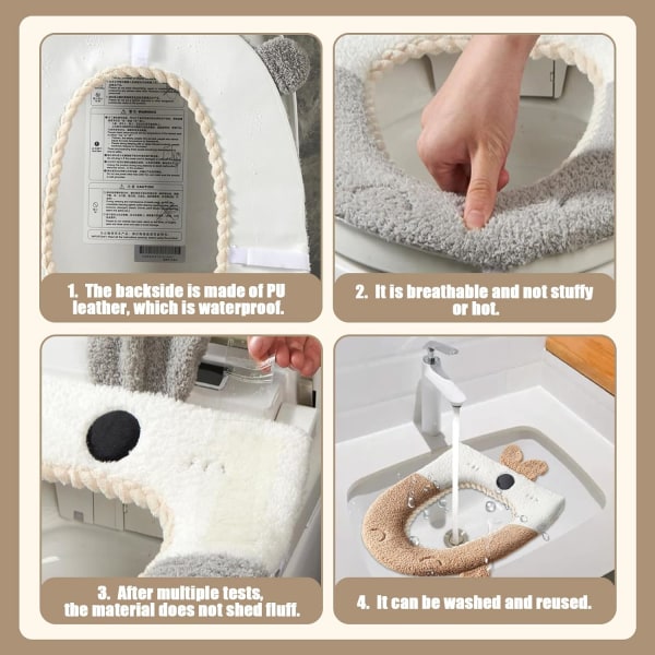 Toilet Seat Cushion,Rabbit Toilet Mat Soft Warm Toilet Cover Pads