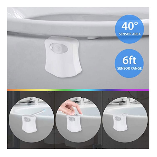2 LED-lampor 16 färger utbytbara toalett nattlampa för badrum