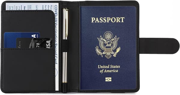 Premium Läder Passportfodral, Vattentätt RFID-Blockering