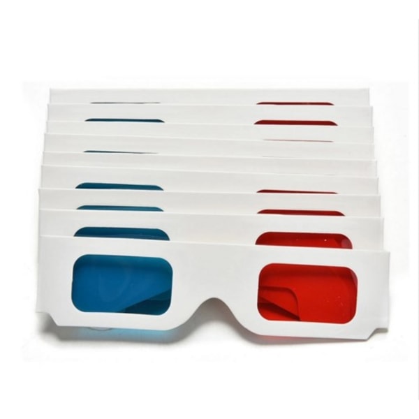 Blå handkärra 10 par röd/cyan kartong 3D-glasögon (Vita Fra