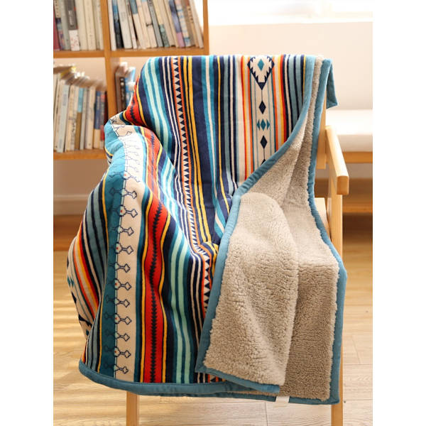 Fleece-tæppe 150x200cm, Blå Sherpa-tæppe i Blødt Mikrofiber DXGHC