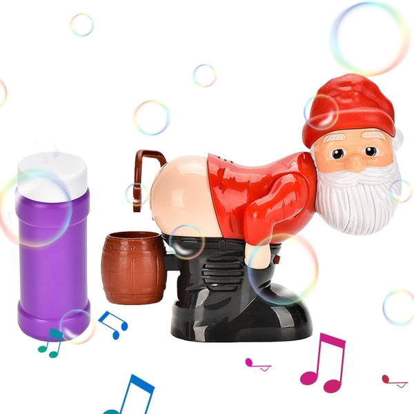 Jultomte-Bubbelblåsare Leksaksdekorationer, Rolig Jultomte Automatisk Rapbubbelmaskin med Blinkande Ljus & Musik, Jul