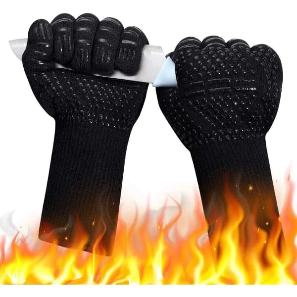 Grillhandsker varmebestandige op til 800 °C ovnvanter Sort one size