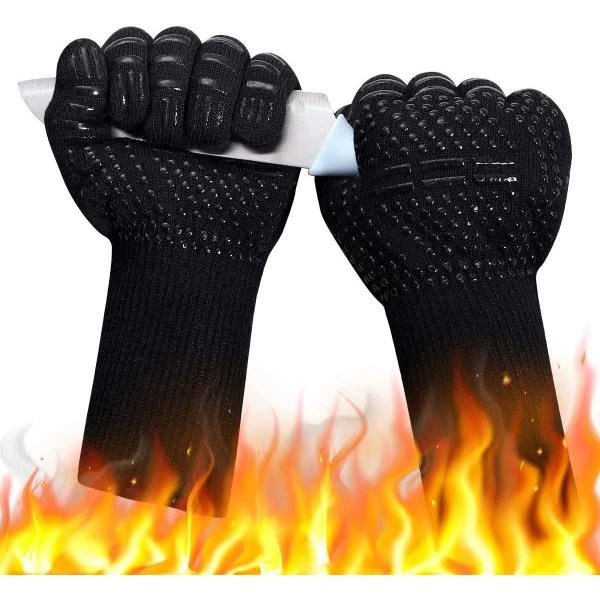 Grillhansker varmebestandige opptil 800 °C Ovnshansker Svart one size