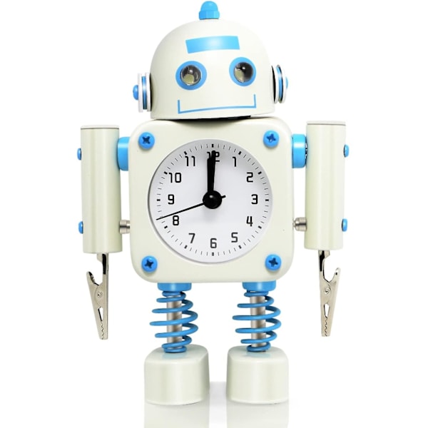 Tyst Robotväckarklocka i Rostfritt Stål - Väckarklocka Wit