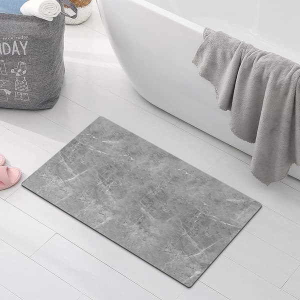 Halksäker Badmatta, Marmor Badmatta, Extra Absorberande Svart