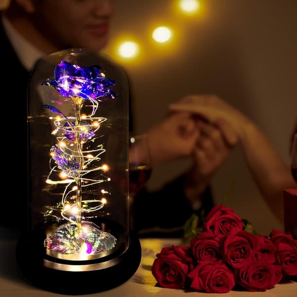 Led Enchanted Galaxy Rose Evig 24k Guldfolie Blomst Med Fe